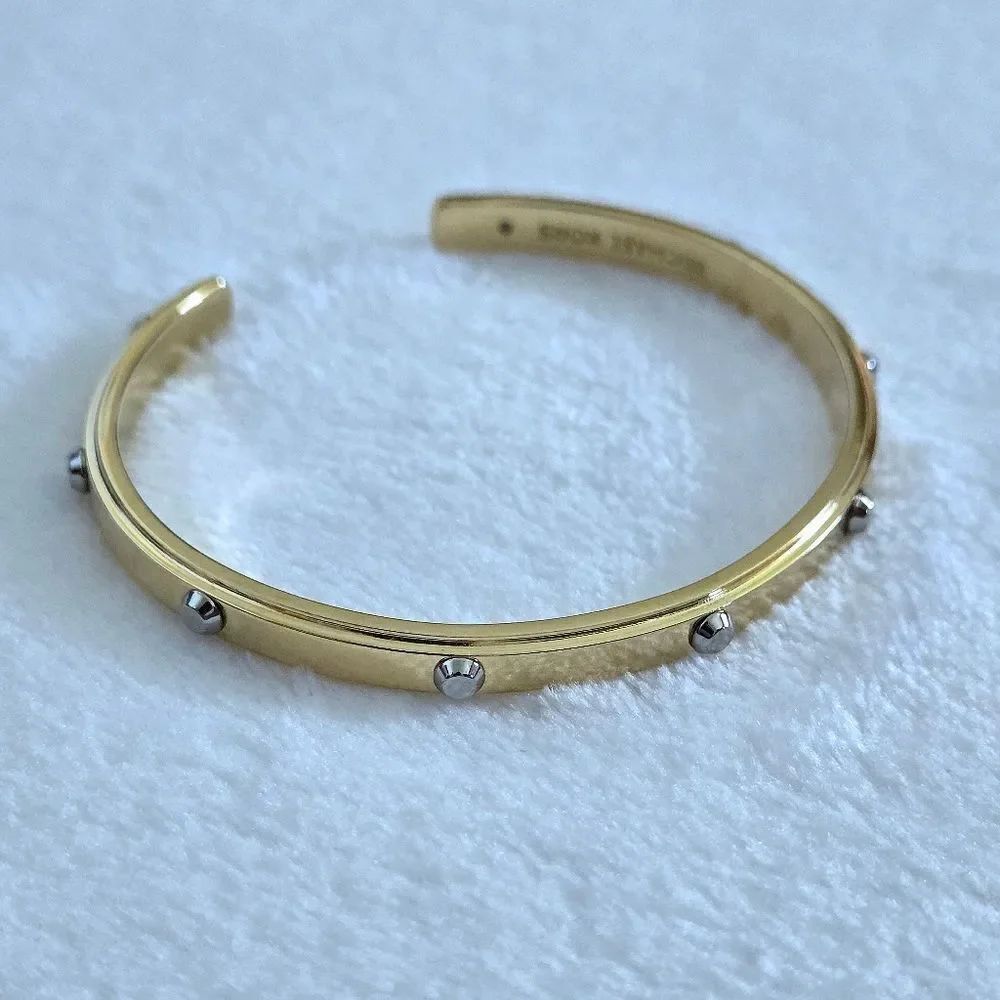 Michael Kors "Heritage Astor" Thin Gold💛 Cuff With Silver🤍 Studs NWOT